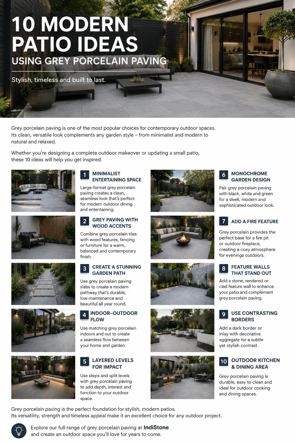 10 Modern Patio Ideas Using Grey Porcelain Paving