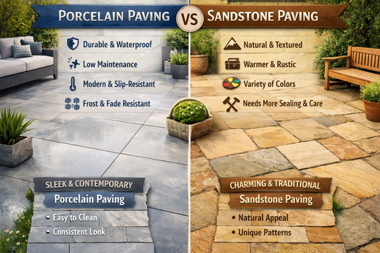 Porcelain vs Sandstone Paving: Which Is Best for Your Garden?